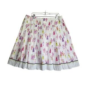Liz Claiborne Skirt 16 Novelty Print Fashion Ladies A-Line Cotton Pleated Midi